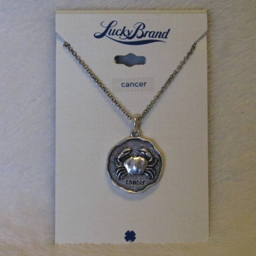 Lucky Brand 'Cancer' Crab Astrology Necklace Beautiful Silver Zodiac Design NWT